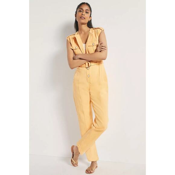 New Free People ANTHROPOLOGIE Significant Other Monty Jumpsuit $324 US 2 Orange - Picture 2 of 8